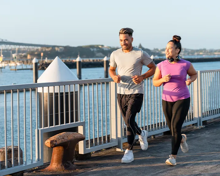 A man and woman jogging